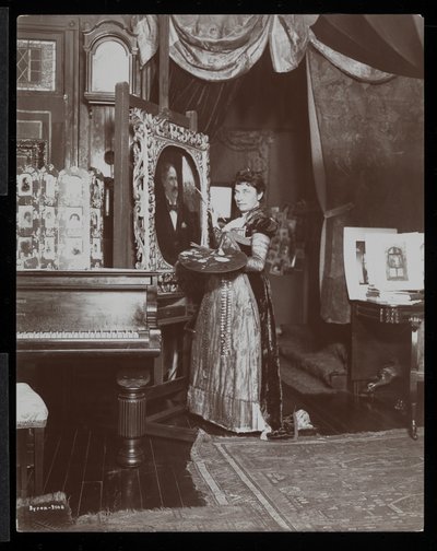 Mary Tillinghast Painting a Portrait in Her Studio, New York, c.1897 by Byron Company